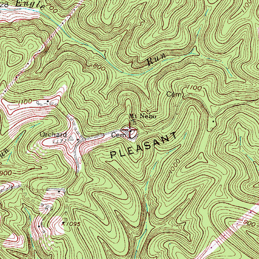 Topographic Map of Mount Nebo Cemetery, WV