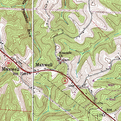 Topographic Map of Ninemile Schoolhouse (historical), WV