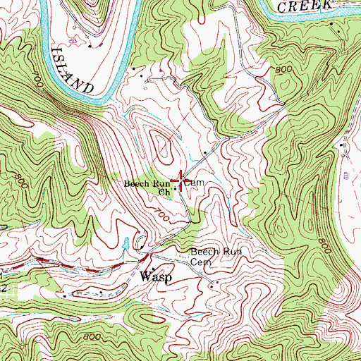 Topographic Map of Old Beech Run Cemetery, WV