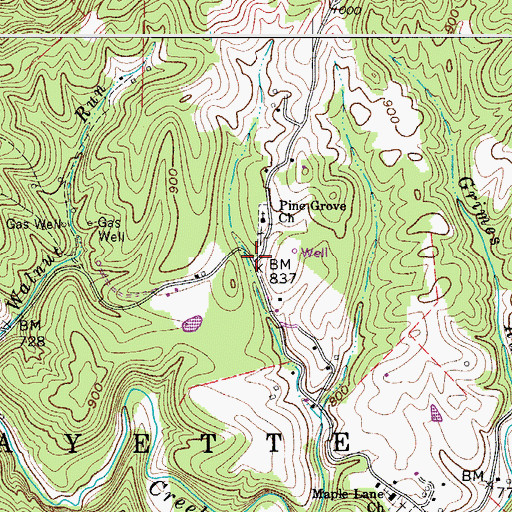 Topographic Map of Pine Grove, WV