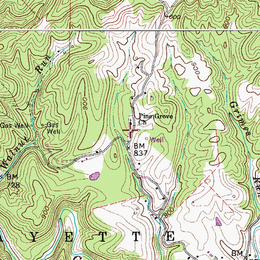 Topographic Map of Pine Grove Cemetery, WV
