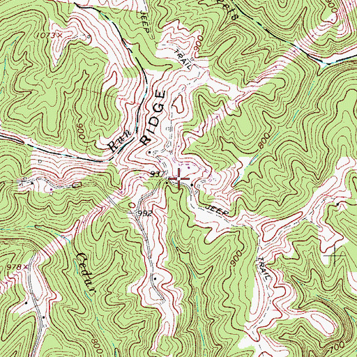 Topographic Map of Pleasant Ridge School (historical), WV