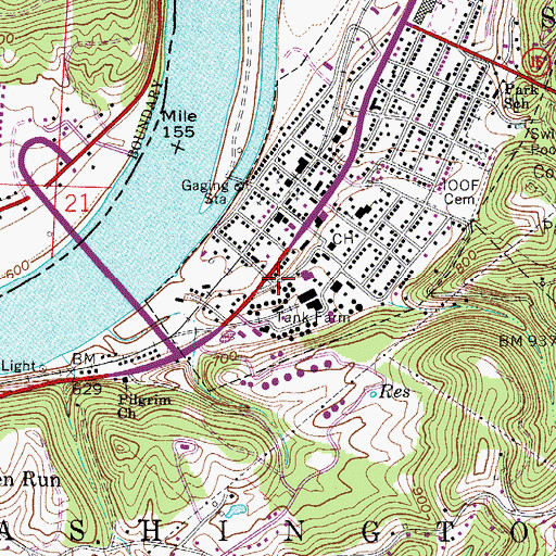 Topographic Map of Pleasants County Courthouse, WV