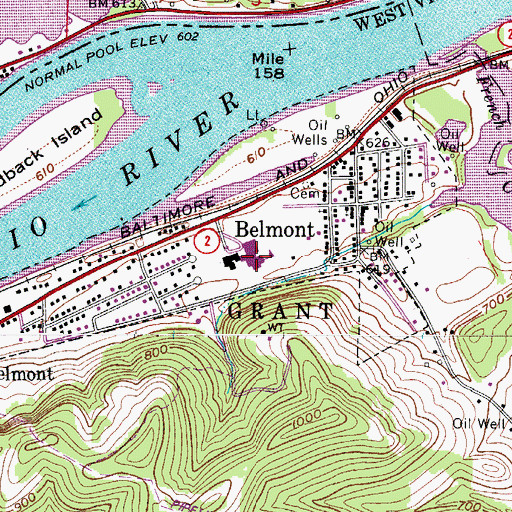 Topographic Map of Pleasants County Middle School, WV