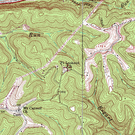 Topographic Map of Point Lookout United Brethren Church (historical), WV