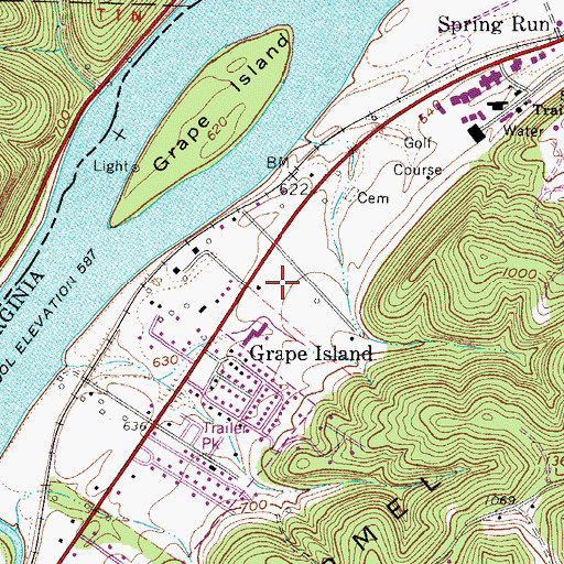 Topographic Map of Saint Marys High School, WV