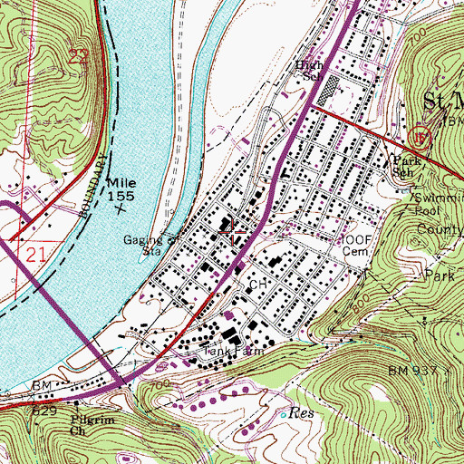 Topographic Map of Saint Marys Post Office, WV