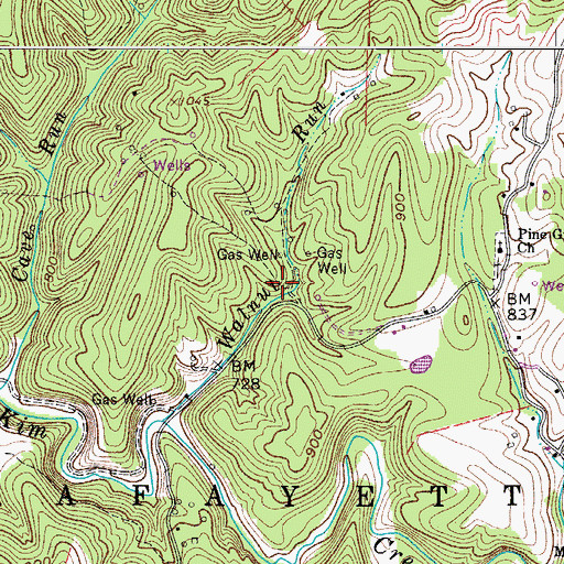 Topographic Map of Walnut Run School (historical), WV