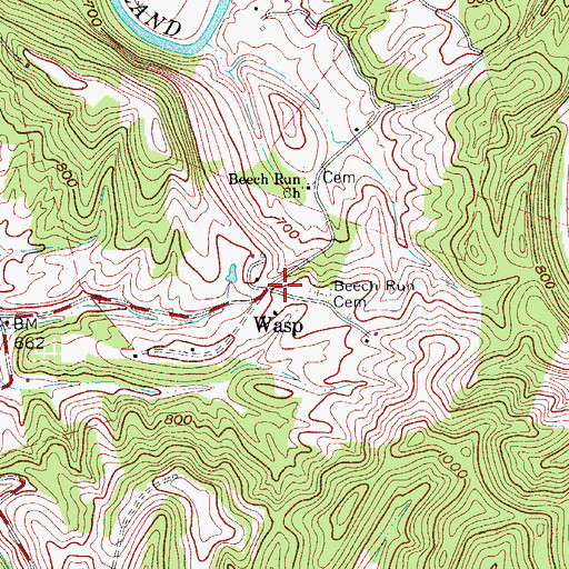 Topographic Map of Wasp School (historical), WV