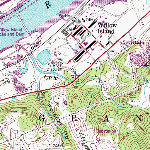 Topographic Map of Willow Island Baptist Church, WV