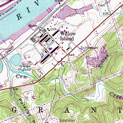 Topographic Map of Willow Island Post Office, WV