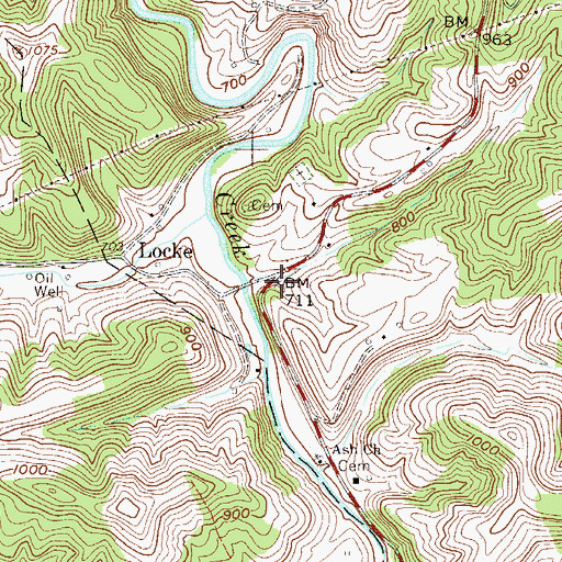 Topographic Map of Ash School (historical), WV