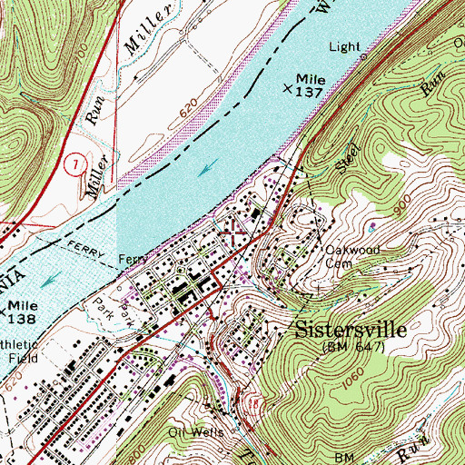 Topographic Map of Church of Christ, WV
