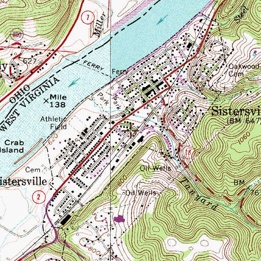 Topographic Map of Church of the Nazarene, WV