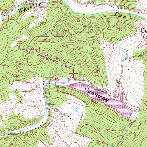 Topographic Map of Conaway Run Wildlife Management Area, WV