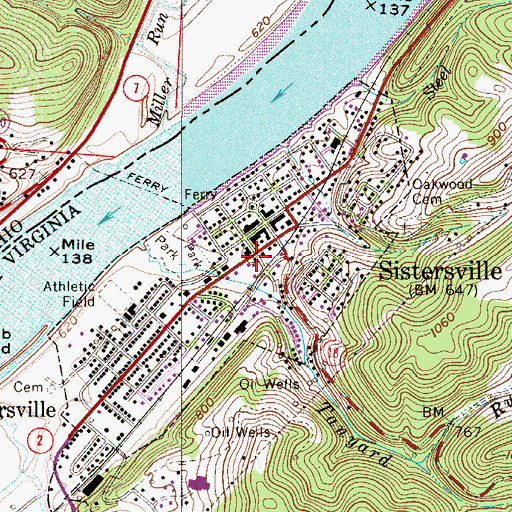 Topographic Map of First Presbyterian Church, WV