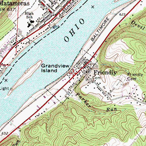 Topographic Map of Friendly Post Office, WV