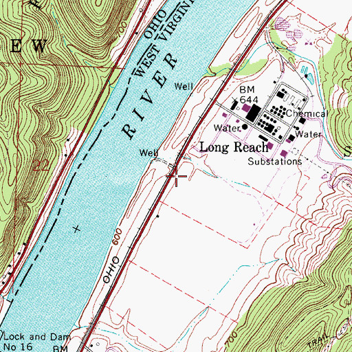 Topographic Map of Long Reach School (historical), WV