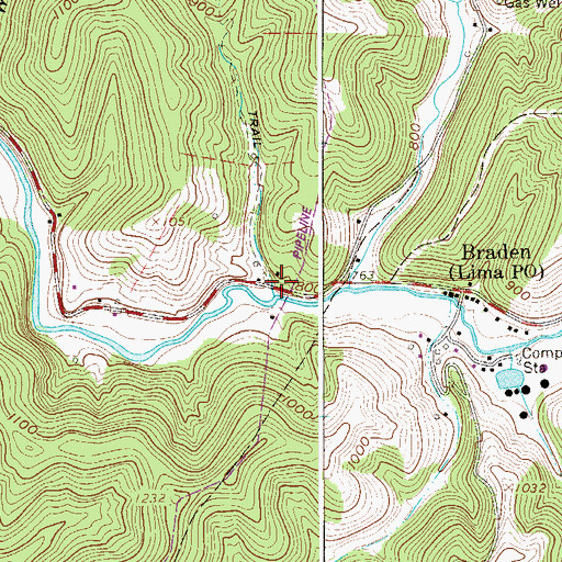 Topographic Map of Oak Grove School (historical), WV