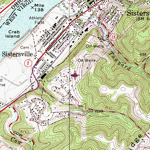 Topographic Map of Sistersville Elementary School, WV