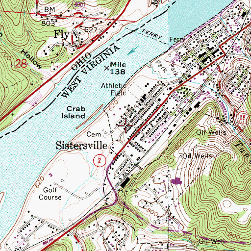 Topographic Map of Sistersville General Hospital, WV