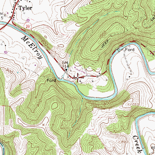 Topographic Map of Sunnyside, WV