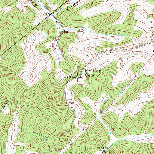 Topographic Map of Watkins, WV