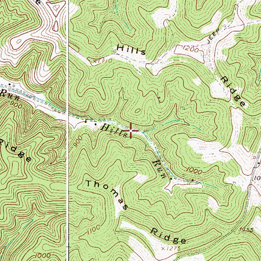 Topographic Map of Hills Run School (historical), WV