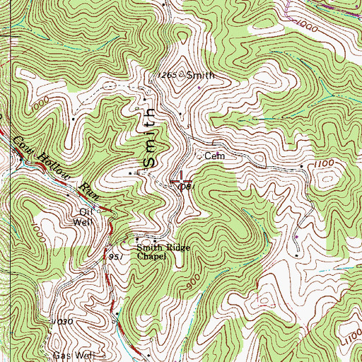 Topographic Map of Smith Chapel (historical), WV