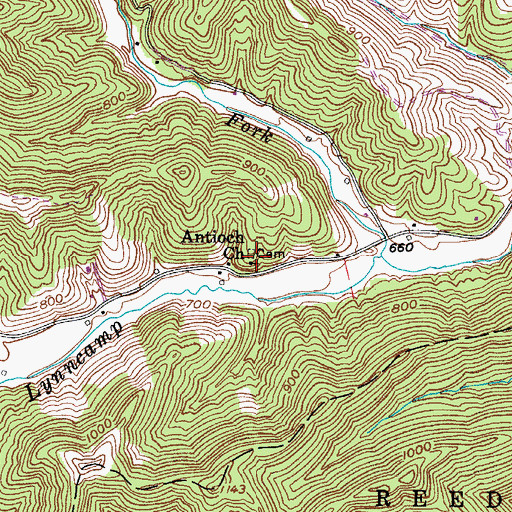 Topographic Map of Antioch Cemetery, WV