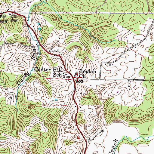 Topographic Map of Beulah Cemetery, WV