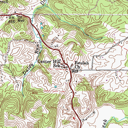 Topographic Map of Beulah Hill Community Building, WV