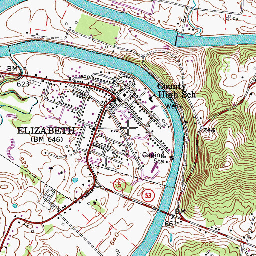 Topographic Map of Elizabeth Post Office, WV