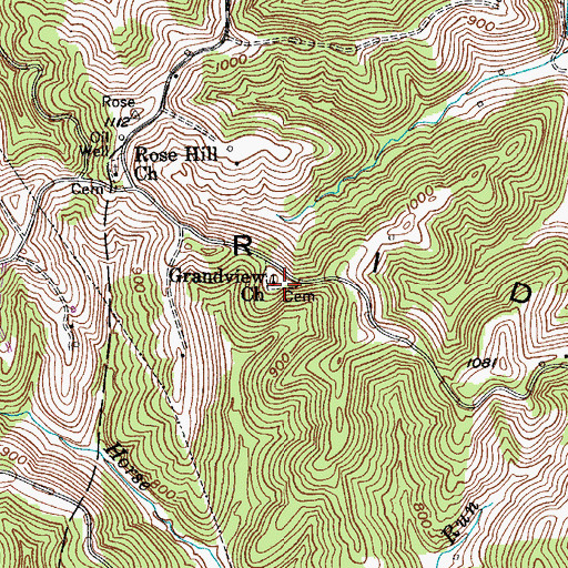 Topographic Map of Grandview Cemetery, WV