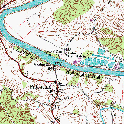 Topographic Map of Lock and Dam Number 4, WV