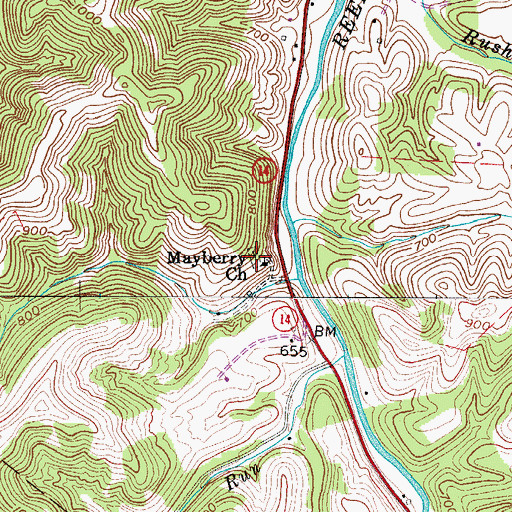 Topographic Map of Mayberry Cemetery, WV