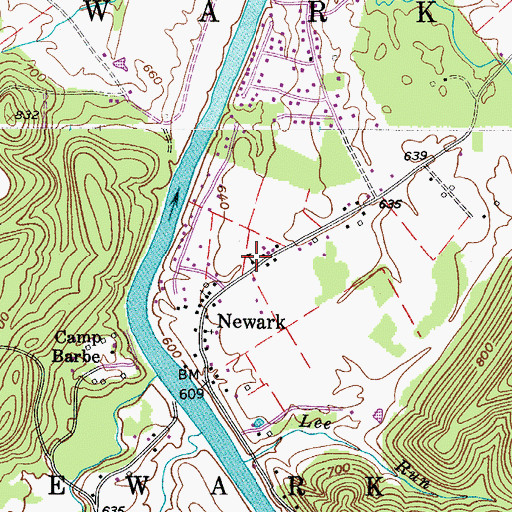 Topographic Map of Newark School (historical), WV