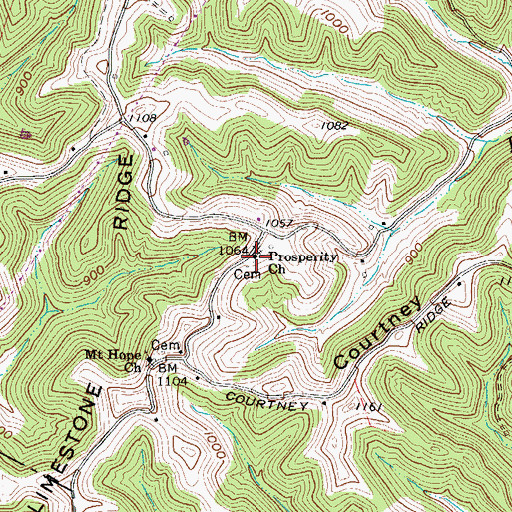 Topographic Map of Prosperity Cemetery, WV
