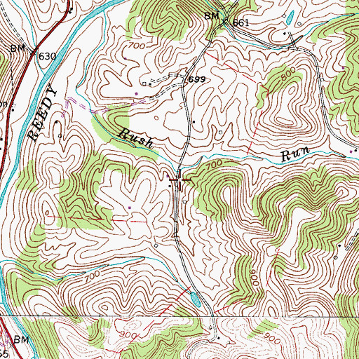 Topographic Map of Rush Run School (historical), WV