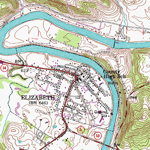 Topographic Map of Saint Elizabeth Catholic Church, WV