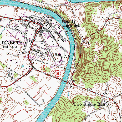 Topographic Map of Wirt County Primary Center, WV