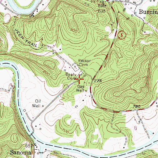 Topographic Map of Beatty School (historical), WV