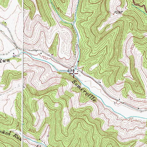 Topographic Map of Big Run, WV
