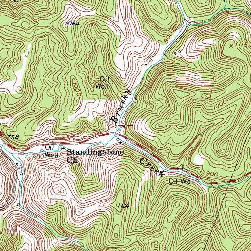 Topographic Map of Brushy Fork School (historical), WV