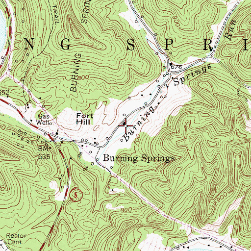Topographic Map of Burning Springs High School (historical), WV