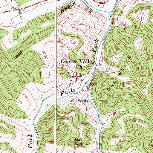 Topographic Map of Center Valley Cemetery, WV