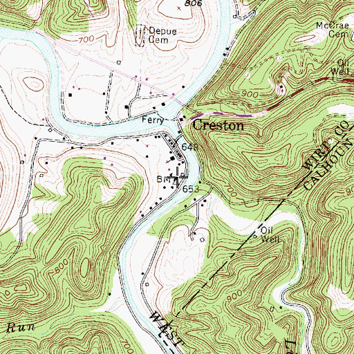 Topographic Map of Creston School (historical), WV