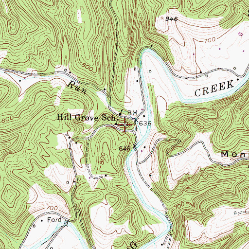Topographic Map of Hill Grove Cemetery, WV