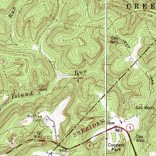 Topographic Map of Island Run School (historical), WV