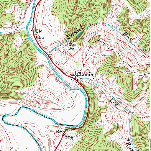 Topographic Map of Lucile School (historical), WV